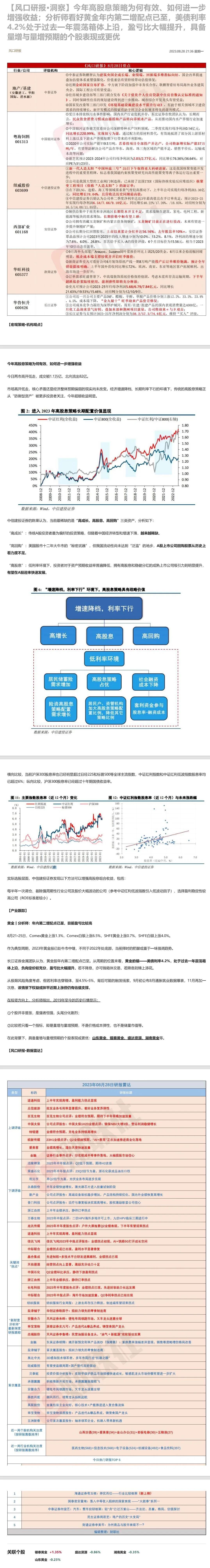 今年高股息策略为何有效、如何进一步增强收益；分析师看好黄金年内第二增配点已至，美