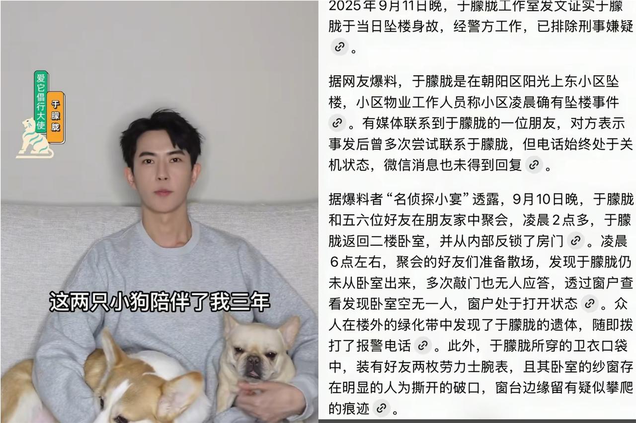 于朦胧走了，
他最放心不下的，
除了生他养他的父母，就是
他养了6年，早已当成家