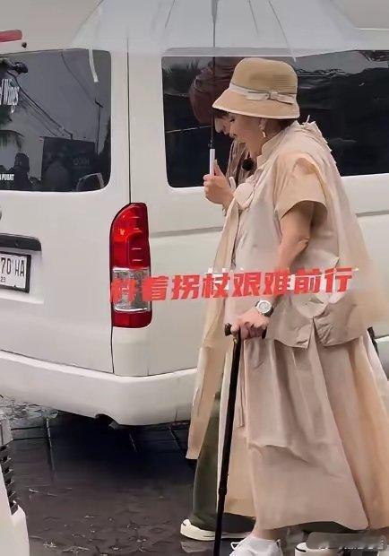 向太，这是何苦？向太杵着拐杖录综艺节目，全程需要有一个人搀扶着，整个人脸色卡白，