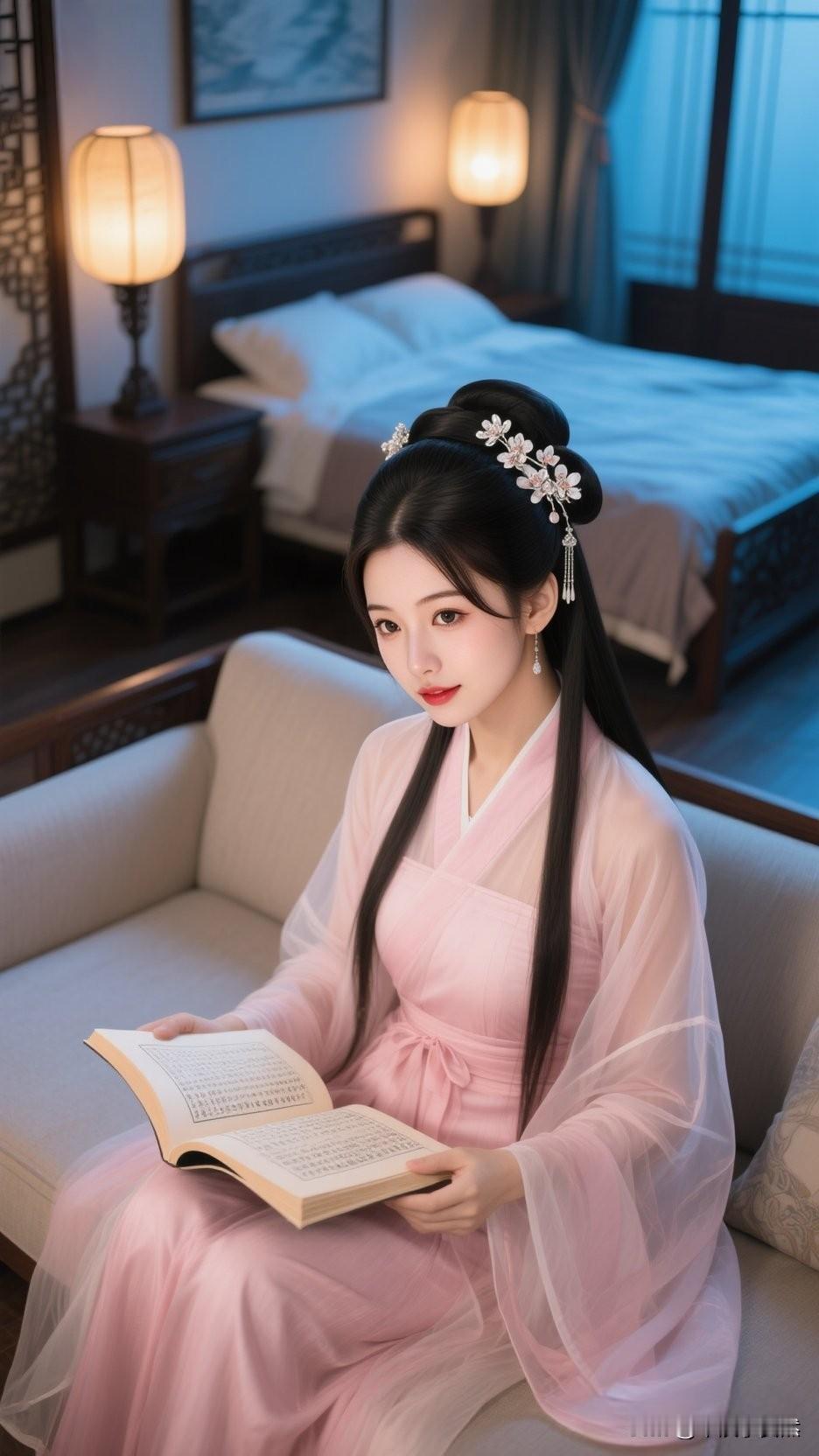 穿越时空，古风美人静读古籍，古韵悠扬，画面让人美的窒息。在这古今交织中，古风美人