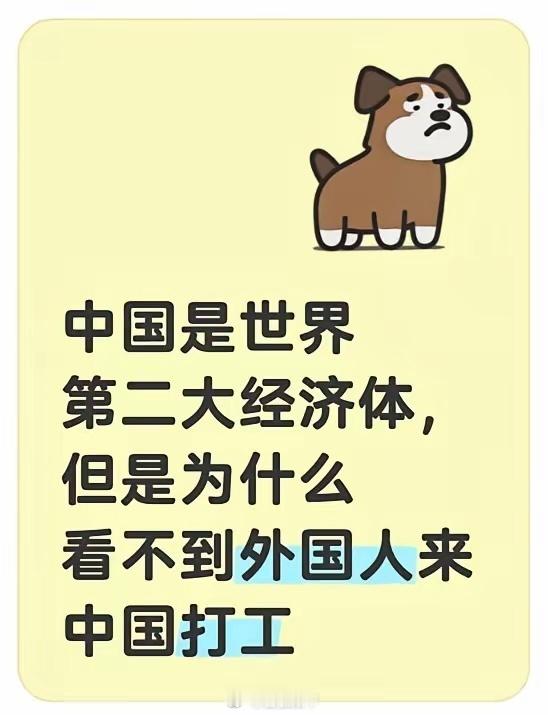 中国是世界第二大经济体，为什么外国人都不来中国打工？[微笑][微笑][微笑] ​