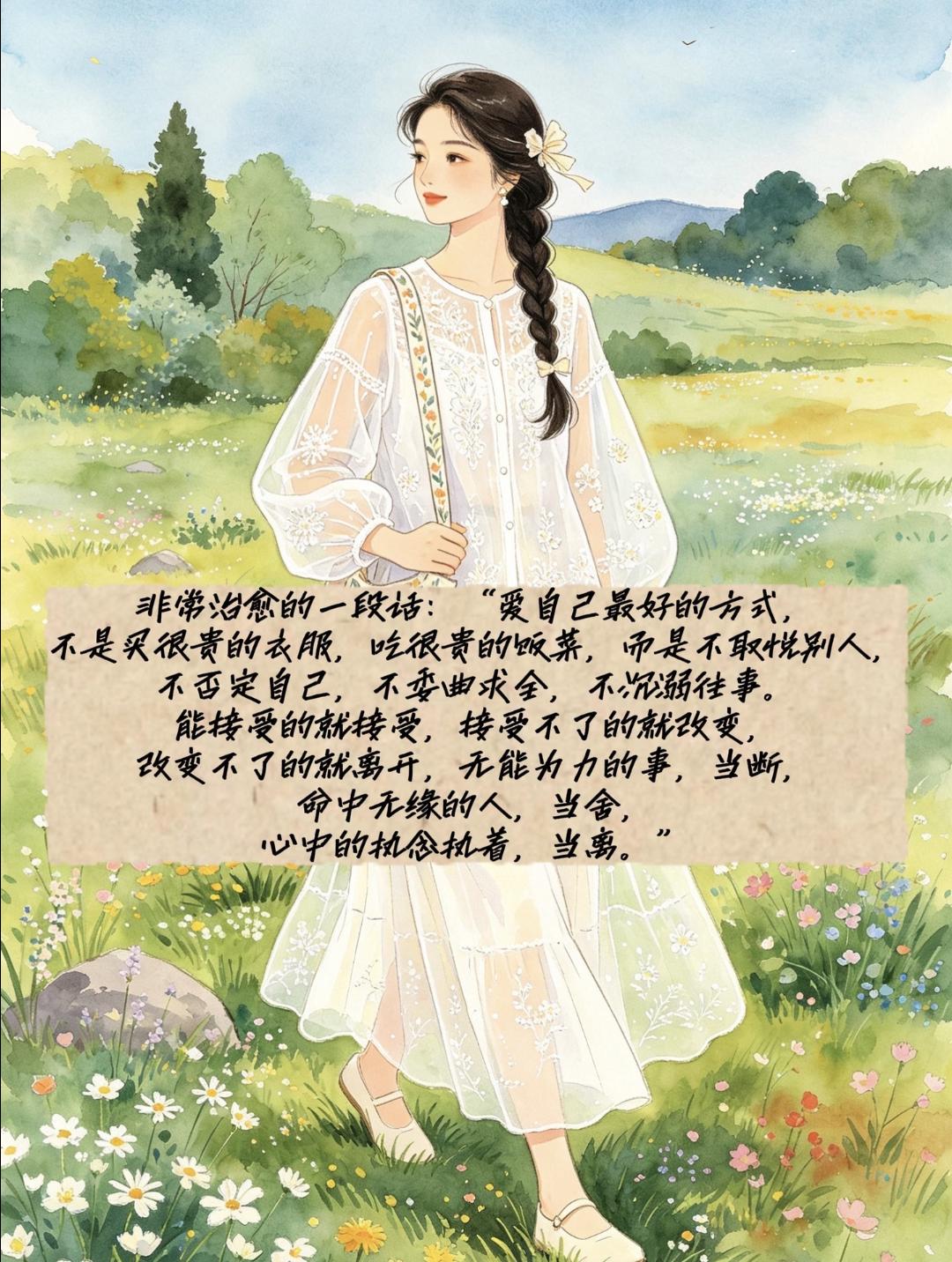 非常治愈的一段话：“爱自己最好的方式，不是买很贵的衣服，吃很贵的饭菜，而是不取悦