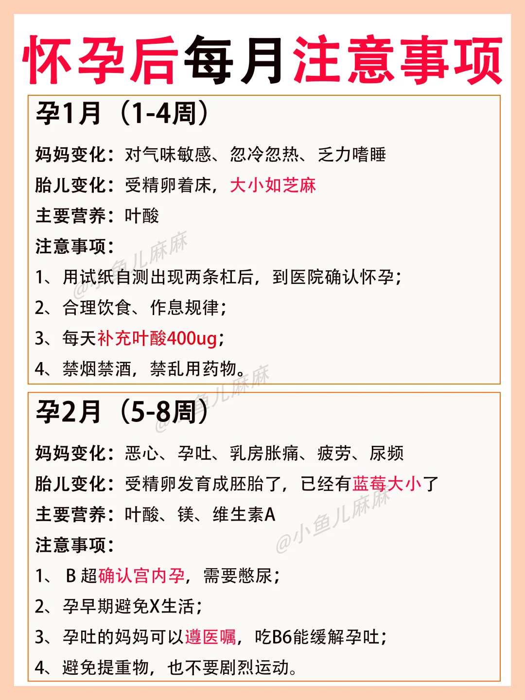 怀孕1-10月每月做什么❓营养怎么补？