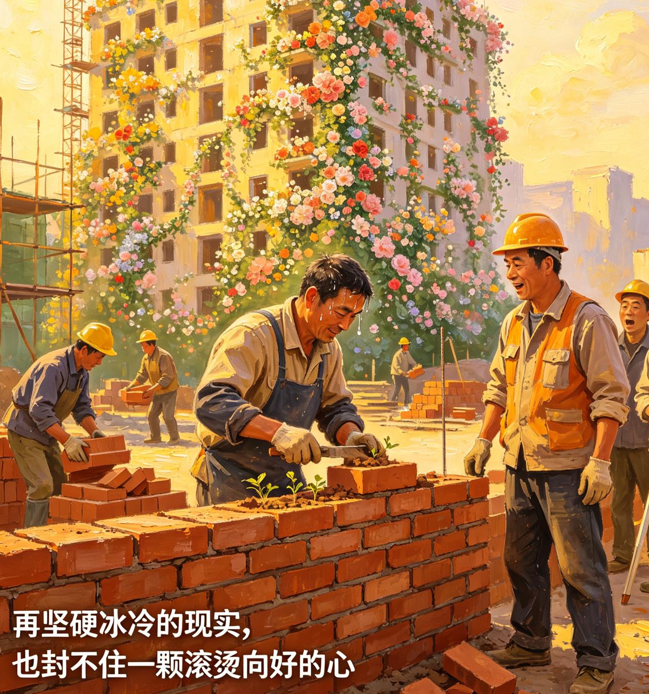 江湖怪谈•荒诞志173《会开花的混凝土》

建筑工地上，农民工老陈日复一日地搅拌