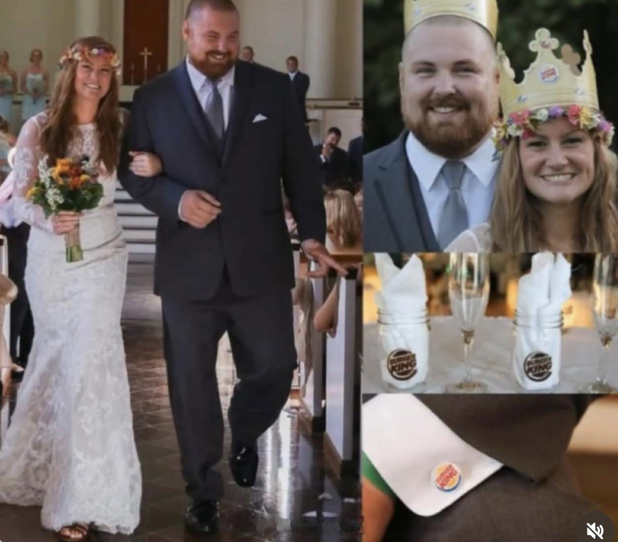 一对名叫“汉堡”和“王”的夫妇结婚了，汉堡王支付了他们的婚礼费用。 