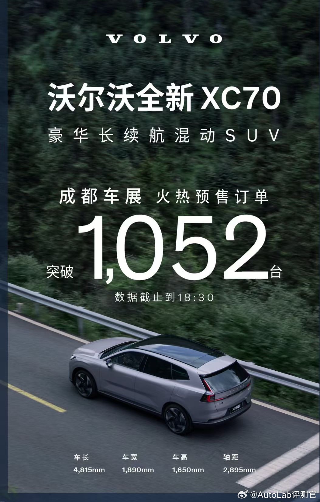 沃尔沃XC70也公布了自己的预售订单数目：1052[并不简单] ​​​