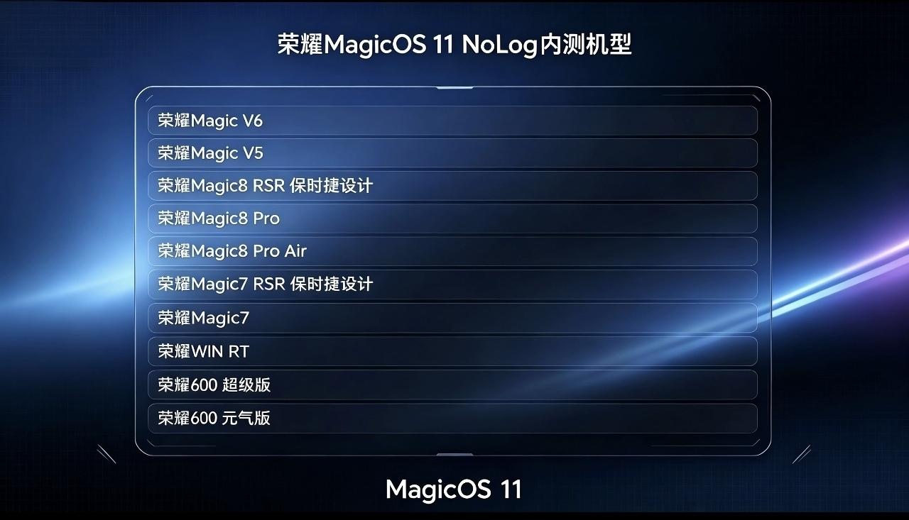 MagicOS11 NoLog开启，此次涉及机型范围较大。

MagicOS11