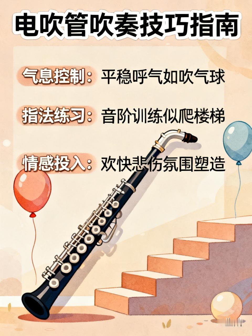 电吹管怎样吹才好听? 电吹管要吹得好听，技巧和练习都不能少。
气息控制很关键，就