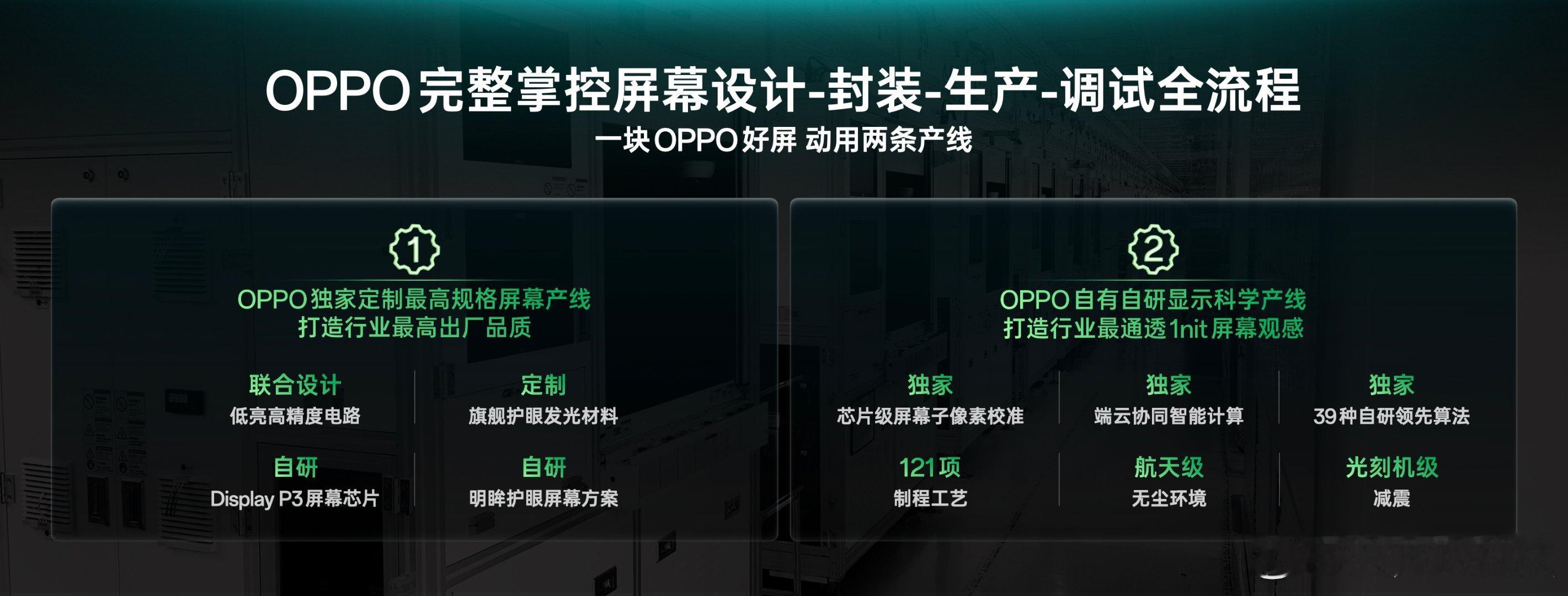 一块 OPPO 好屏，动用两条产线。OPPO 自研屏幕双产线，第一部分是独家定制