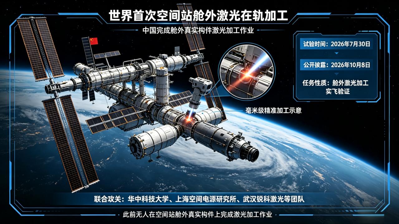 世界首次！咱们中国把激光器搬上空间站舱外，完成太空在轨激光加工，实现太空大型构件