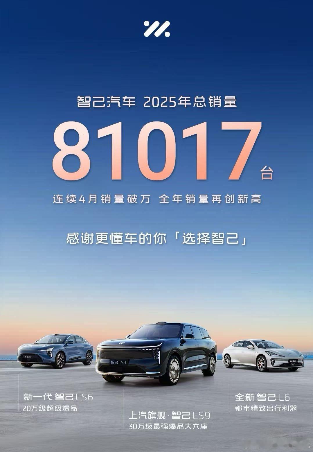 2026开年好消息～智己汽车2025年销量突破8.1万台，创下新高纪录！从9月起