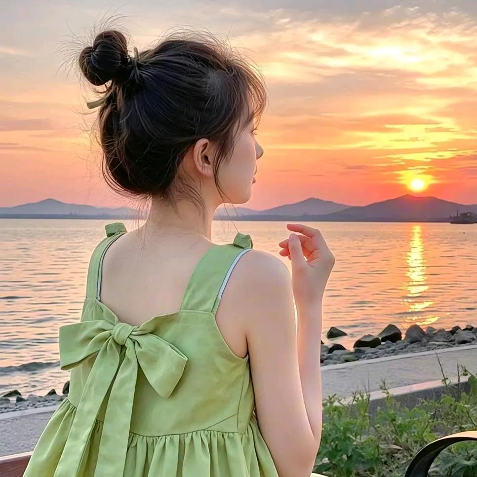 夕阳下的少女