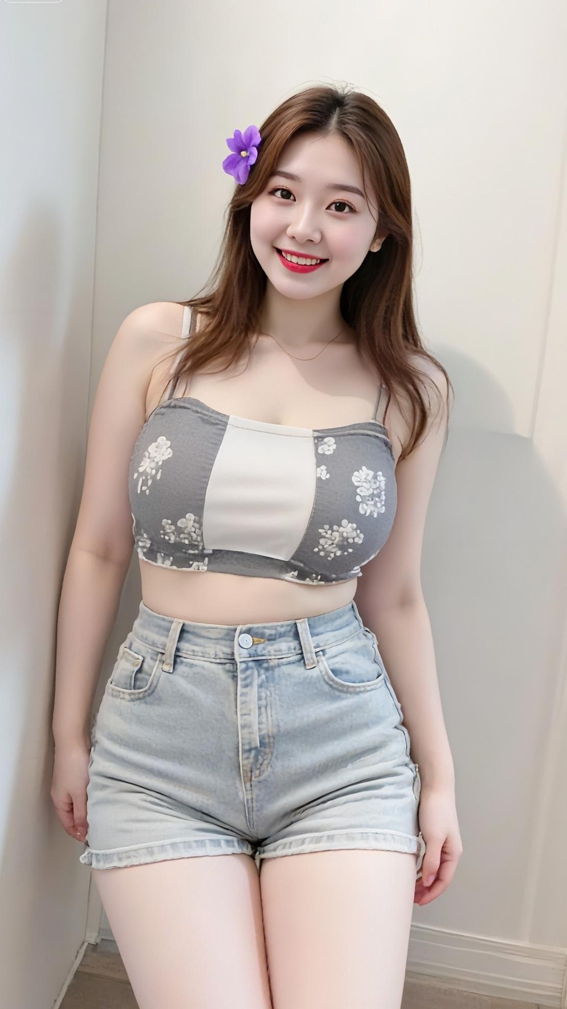 夏日穿搭指南：清新牛仔短裤+甜美花卉背心，元气满满！🌸👗💃