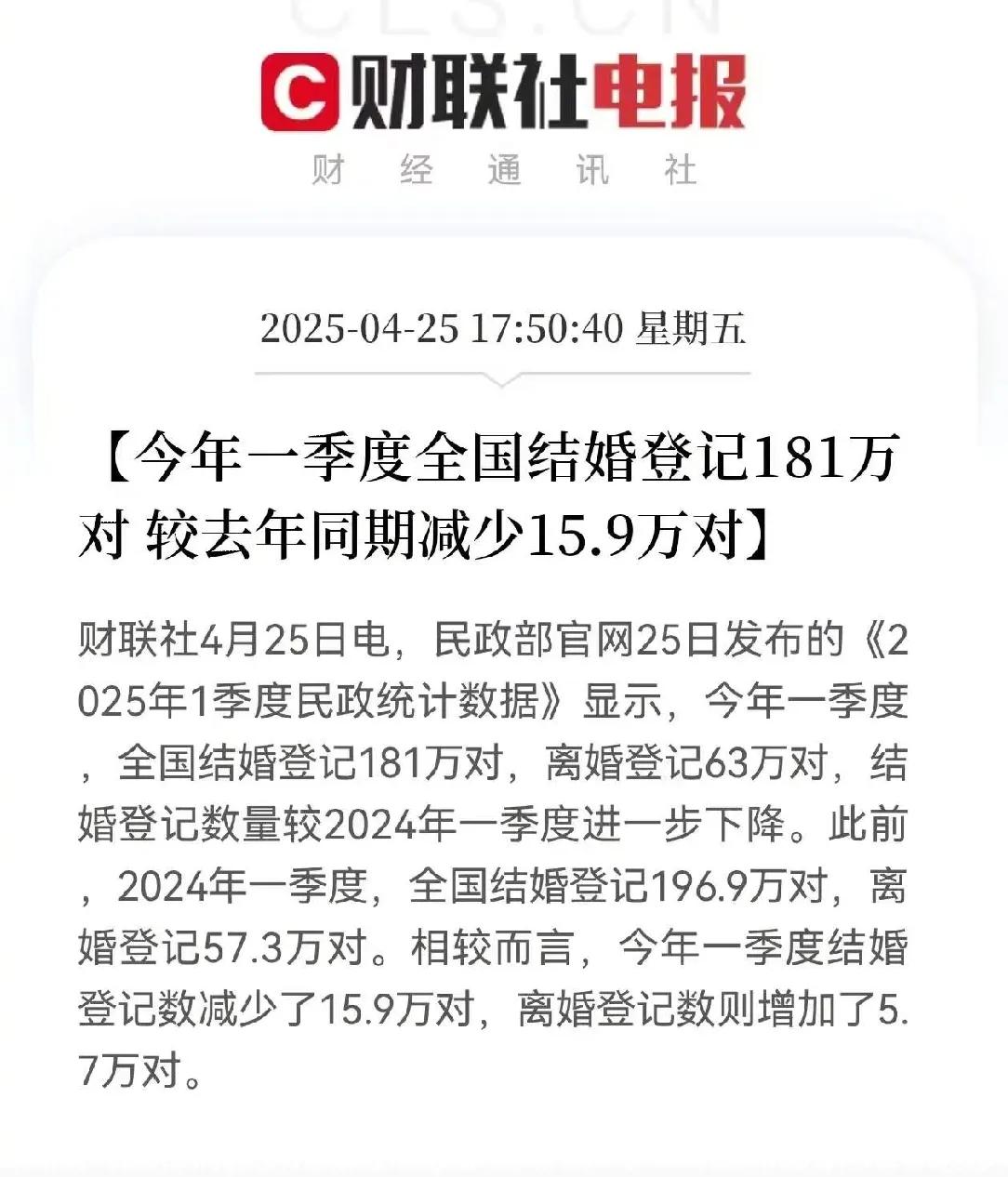 结婚登记人口第一季度同比又一次减少，离婚登记人口同比增加。这种情况反映了年轻人思