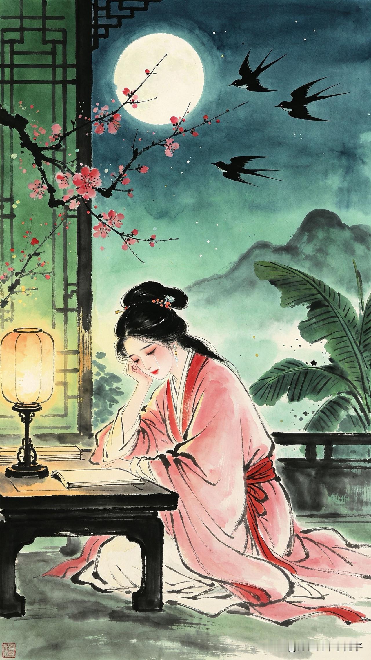 春残花落燕空归，
独对孤灯泪暗挥。
夜半月明人已去，
      
…………请师