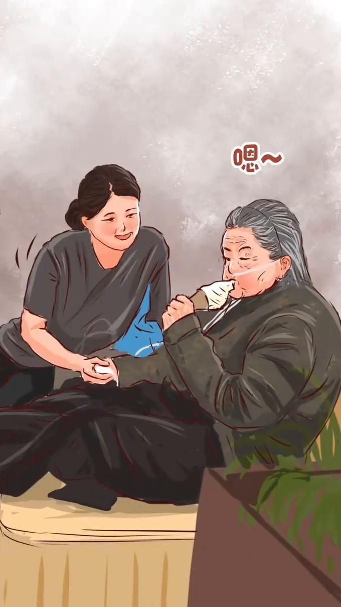 80岁母亲想吃冰淇淋，50岁女儿脱下衣服盖在母亲腿上，像对待自己孩子一样叮嘱妈妈