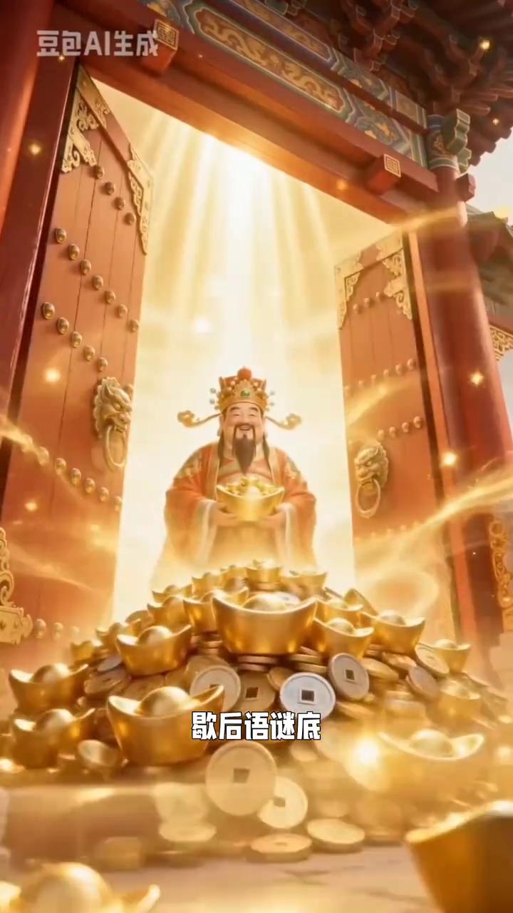 看动画猜修后语：主角是财神。
歇后语谜底：财神爷敲门，福从天降。