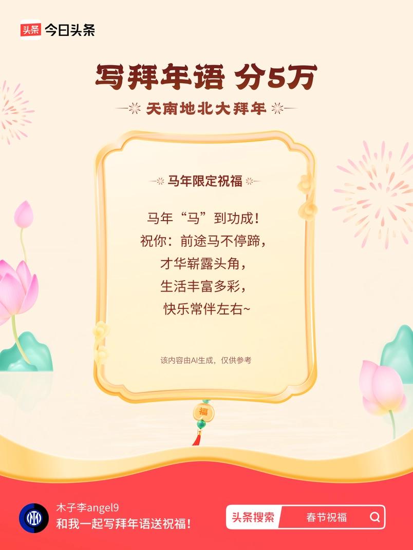 写拜年语送祝福新春拜年送祝福！我的祝福是：“马年“马”到功成！祝你：前途马不停蹄