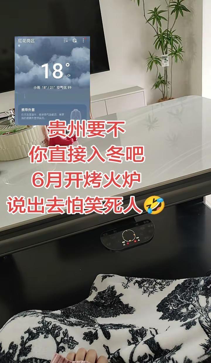 贵州不行你立秋吧！我都不好意思说我冷😂。万万没想到吧，6月份茶几还能重启它烤火