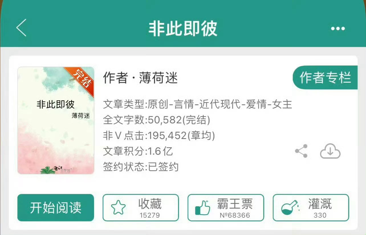 小说推荐：《非此即彼》 作者:薄荷迷简评：明艳小护士vs偏执隐忍霸总，强取豪夺，
