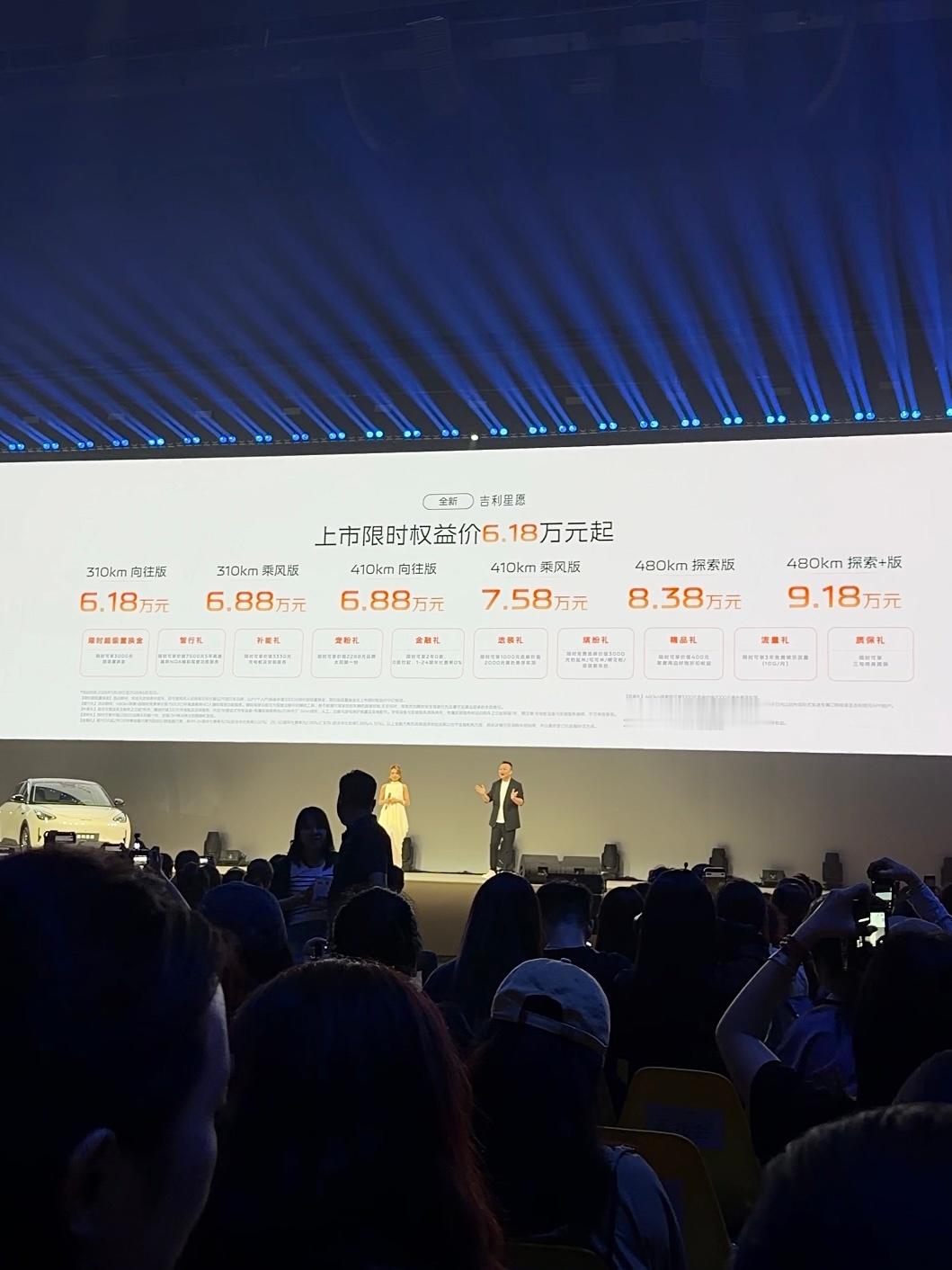 吉利星愿价格310km 向往版6.18万、310km 乘风版6.88万、410k