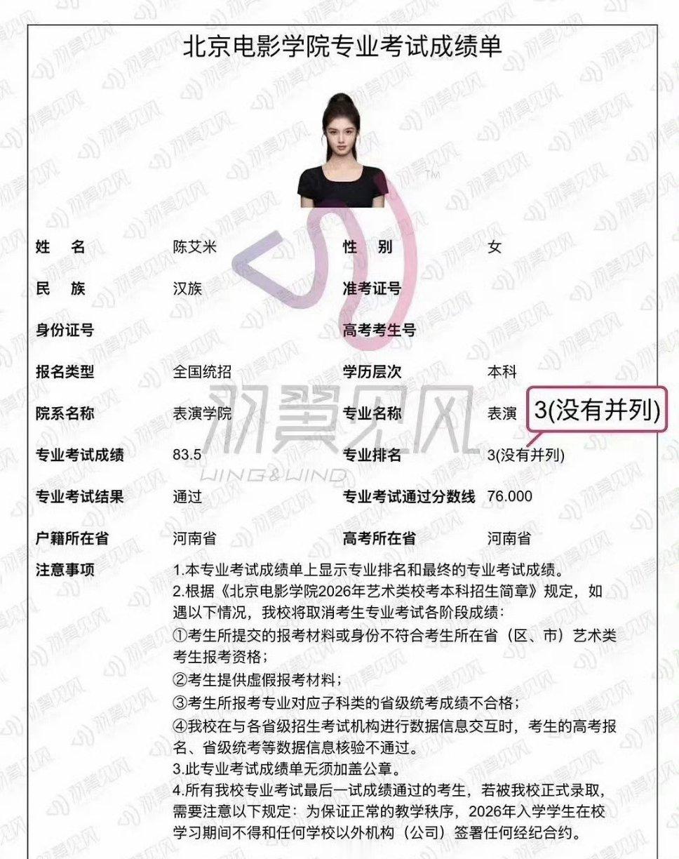 艾米专业成绩已出，北电第三，成绩很亮眼了