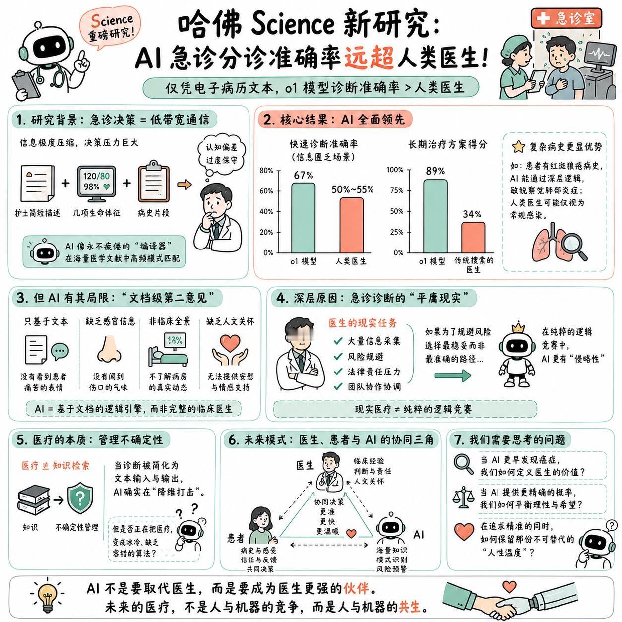 【哈佛 Science 新研究：AI 急诊分诊准确率远超人类医生】

快速阅读：