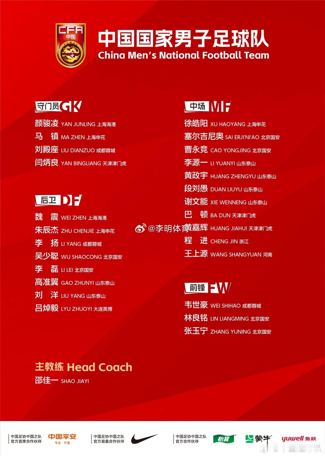 几个新人，闫炳良真不错，可以看出邵佳一的确用心考察了国足2026年第一期集训名单