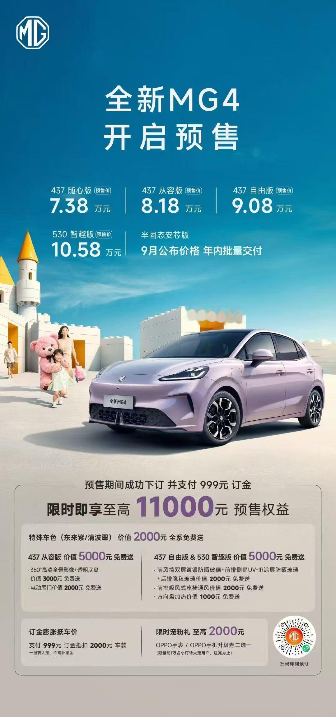 MG4疯了预售价7.38万MG4以“技术卷王”姿态重塑10万级电车标准，半固态电