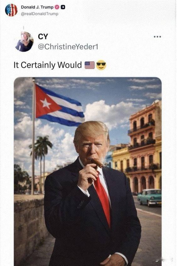 【特朗普：正与古巴开展交易】特朗普表示，美国正在与古巴进行谈判，并将在不久后宣布