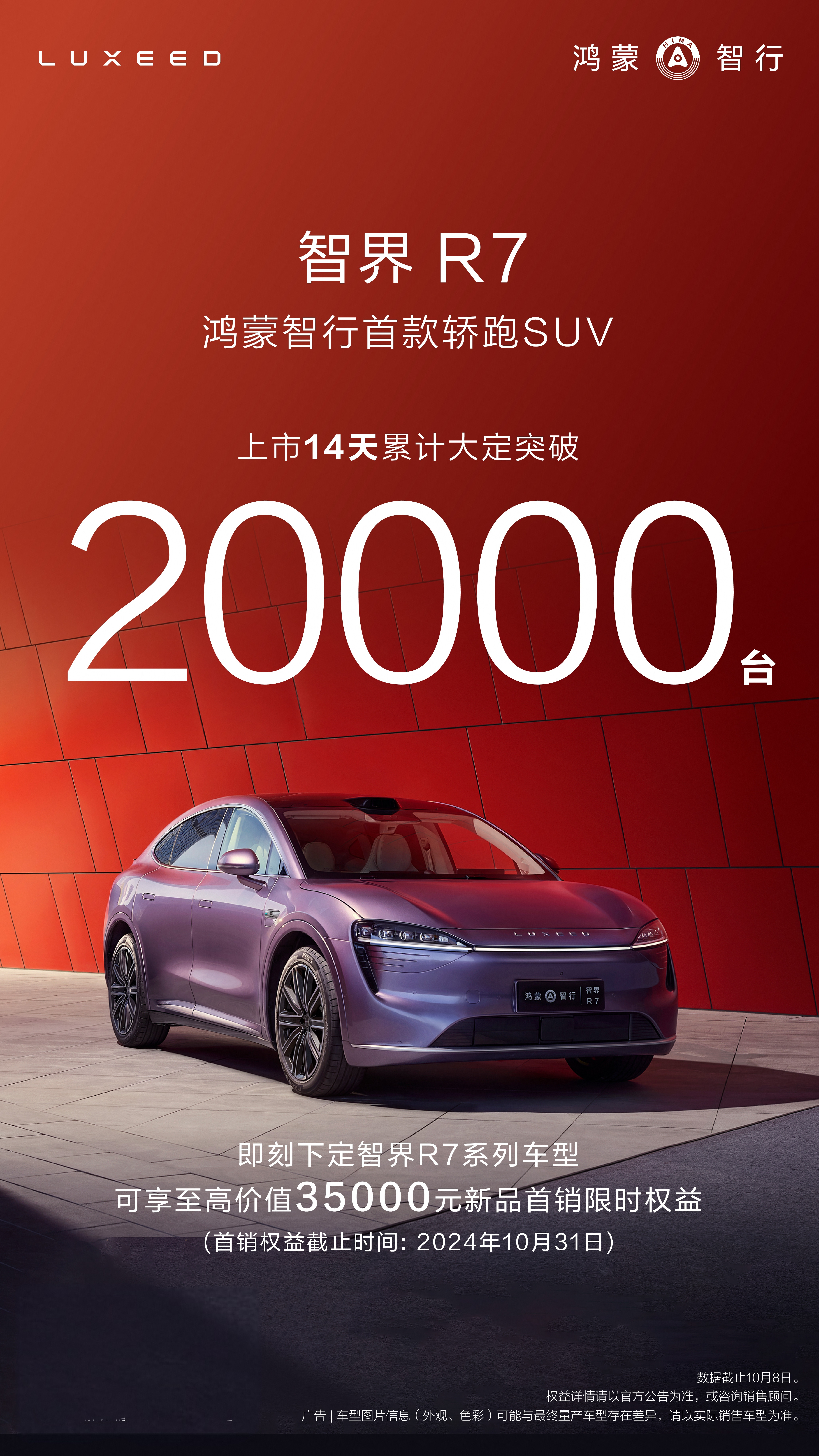 #智界R7#上市14天大定破20000台！好产品值得好销量！#智界R7大定突破2