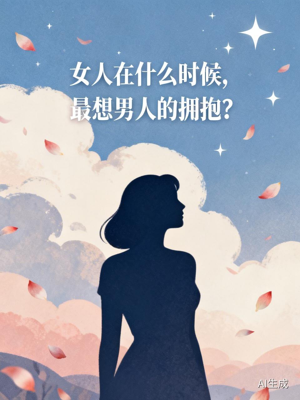 女人在什么时候,最想男人的拥抱? 女人在很多时刻都渴望男人的拥抱。情绪低落时，比