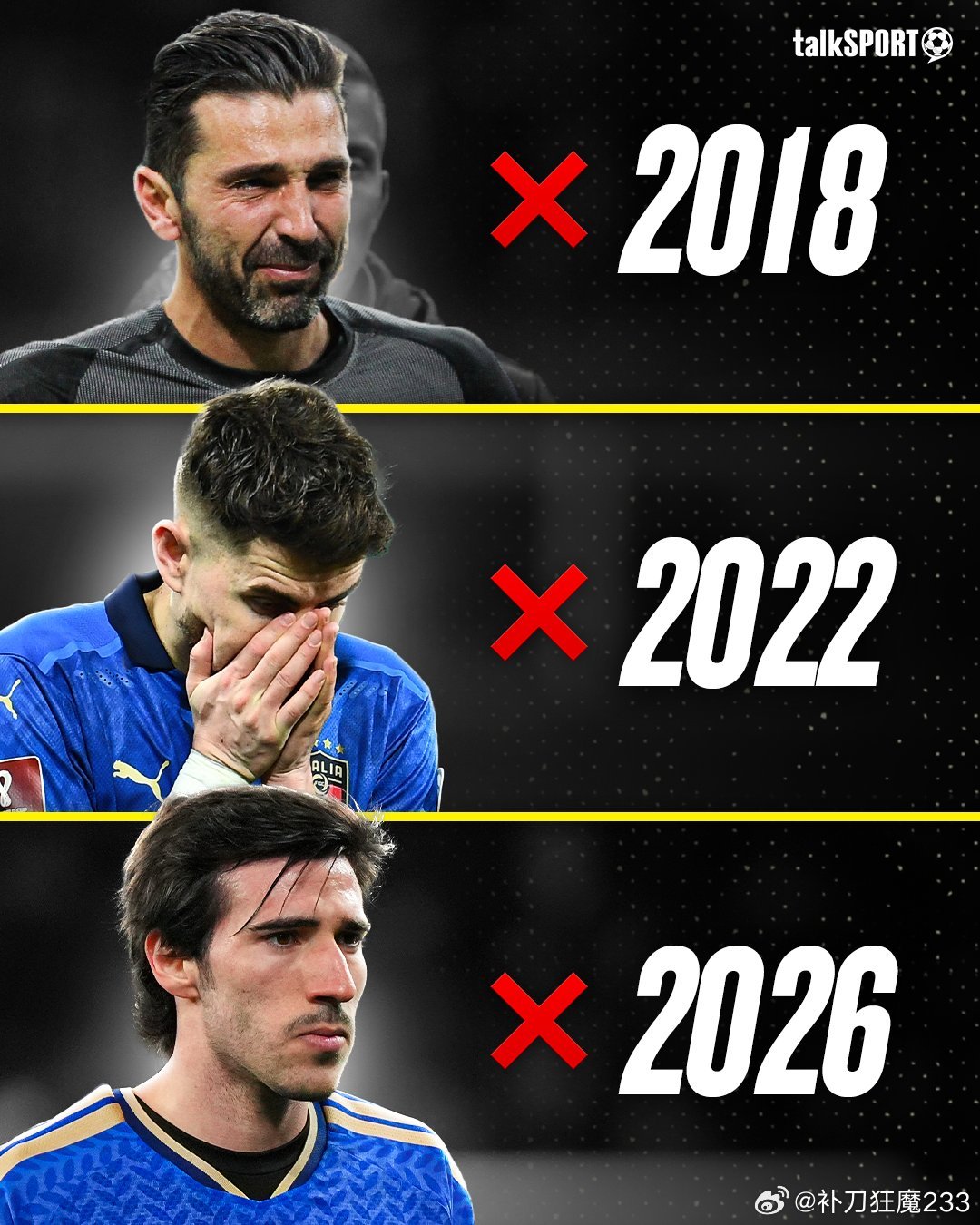 所以意大利上一次参加世界杯还是2014年，合着意大利一代年轻人没看过自己国家出战