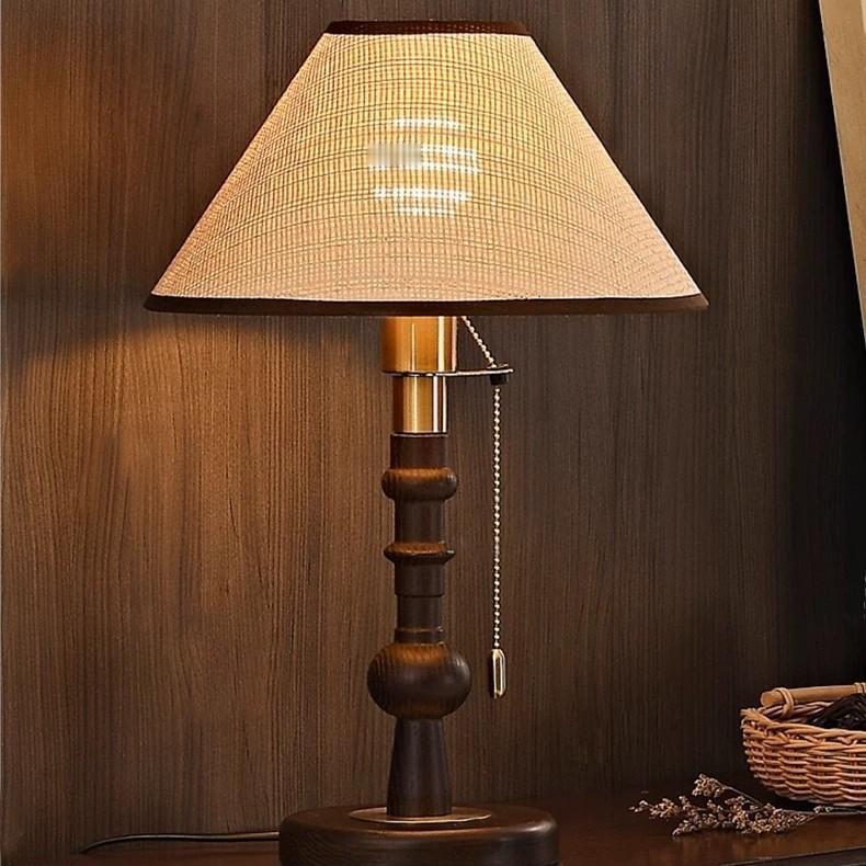 新中式设计师侘寂风实木装饰台灯  客厅卧室书房高级氛围感床头灯