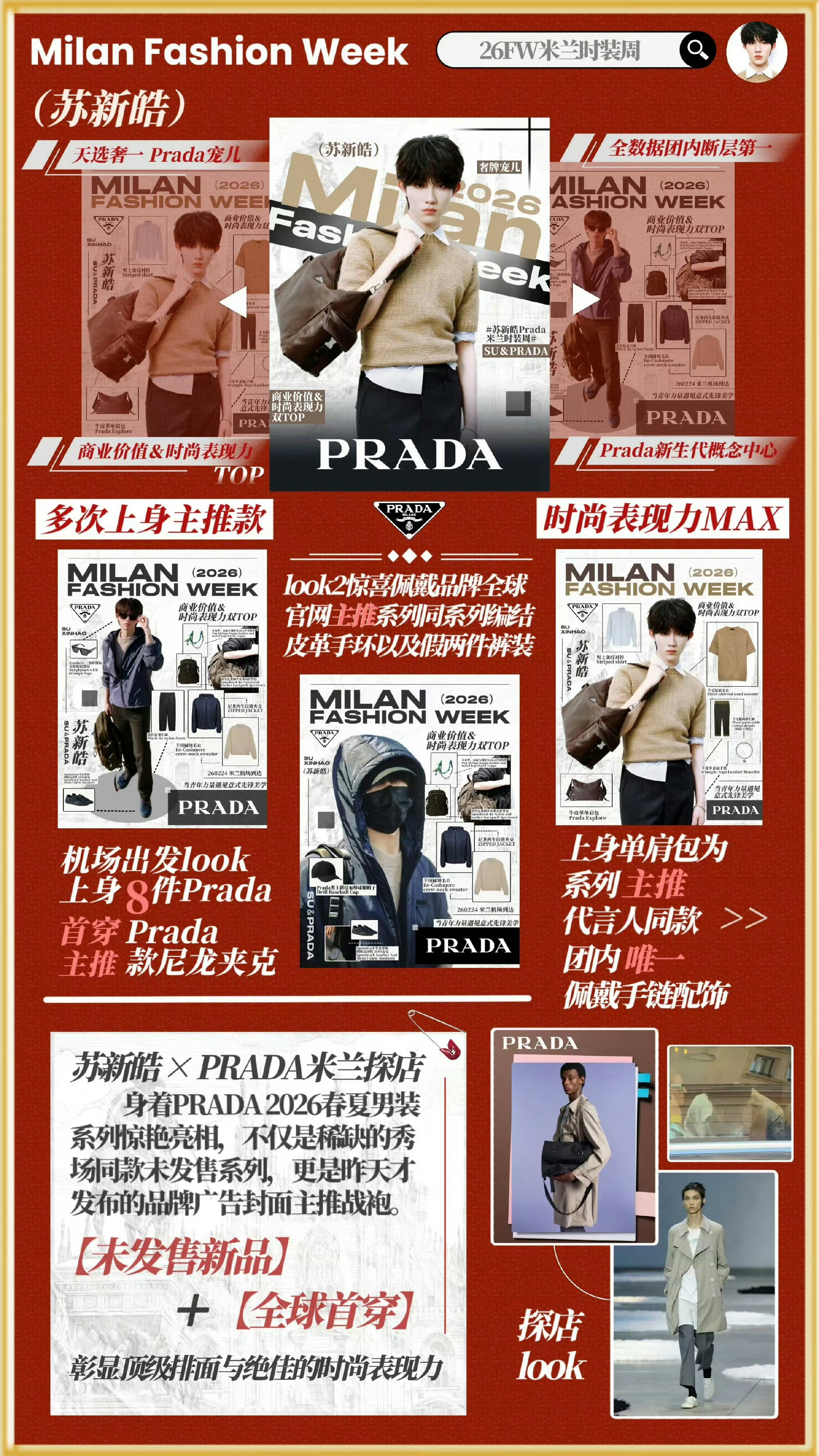 苏新皓复古报童帽造型苏新皓与prada 契合度满分，偏爱商业价值断层的苏新皓人之