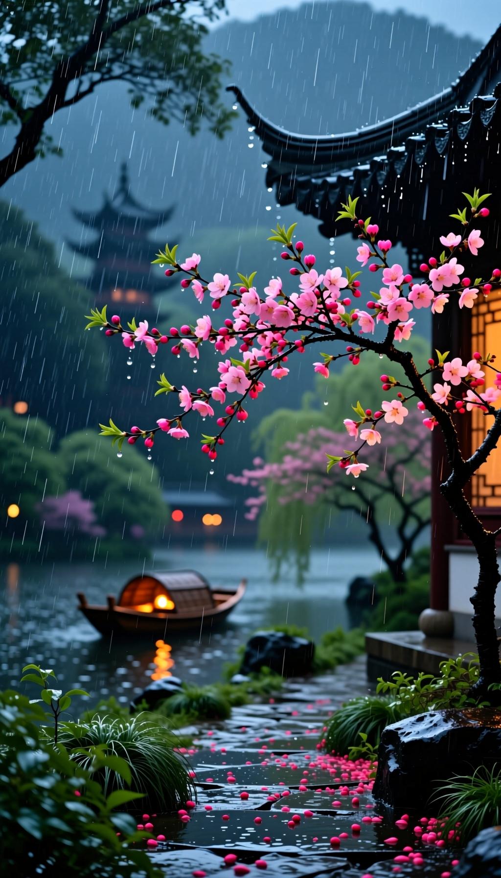 《春夜喜雨》
唐·杜甫
 
好雨知时节，当春乃发生。
随风潜入夜，润物细无声。