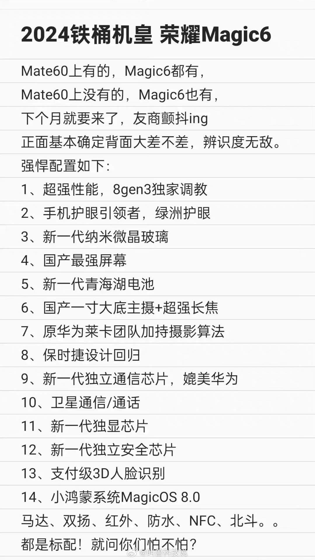 已知荣耀Magic6搭载双向卫星通信，那么荣耀Magic6 Pro将搭载双向__