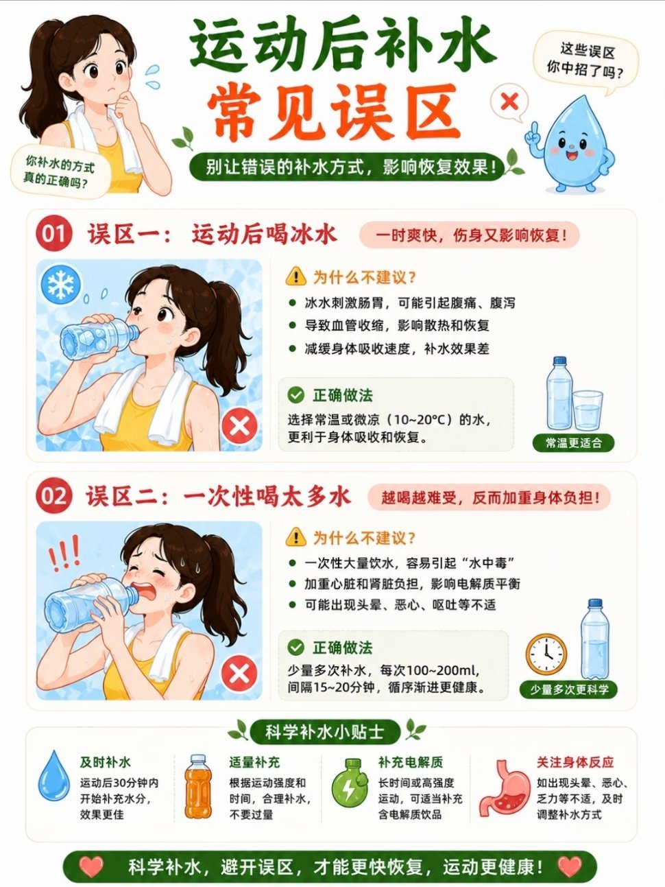 夏天运动一定要学会补水夏季运动后这样补水，不中暑不伤身 夏天运动后真的太渴了！以