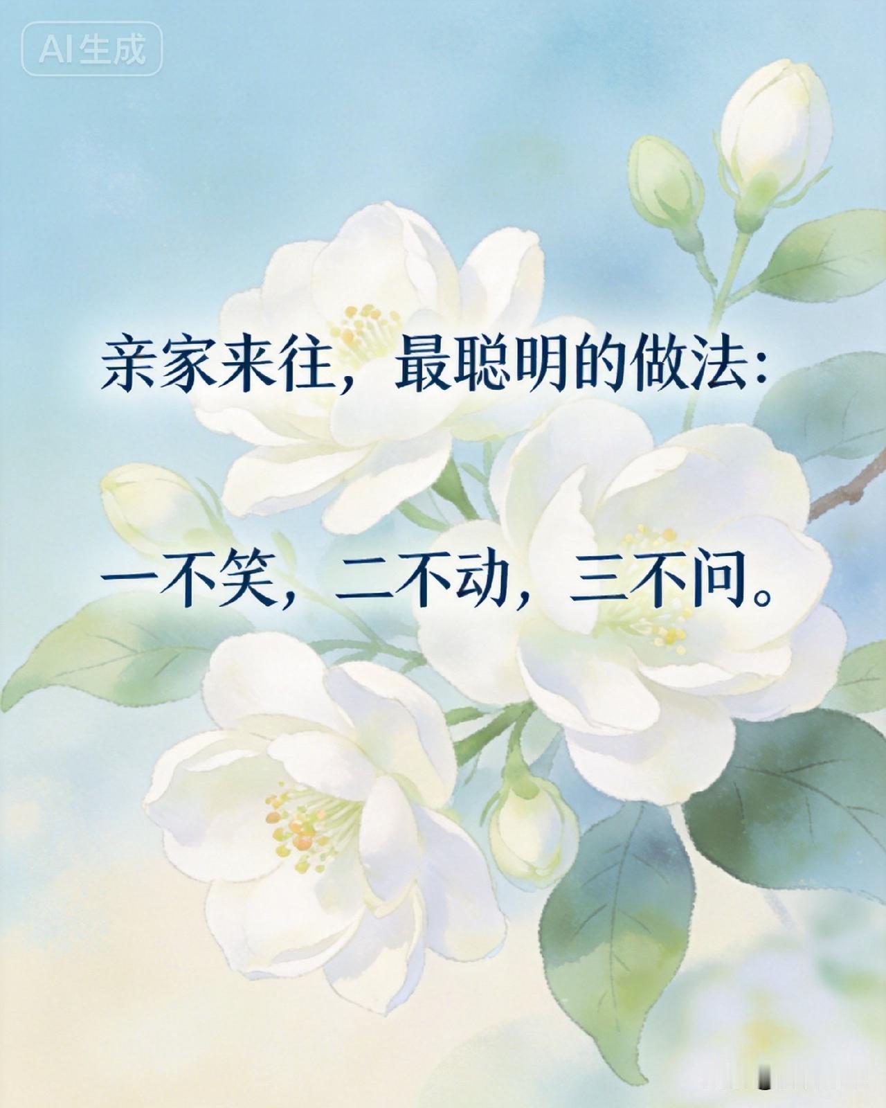 亲家来往，最聪明的做法：一不笑，二不动，三不问。

《朱子家训》有言：“两家争讼