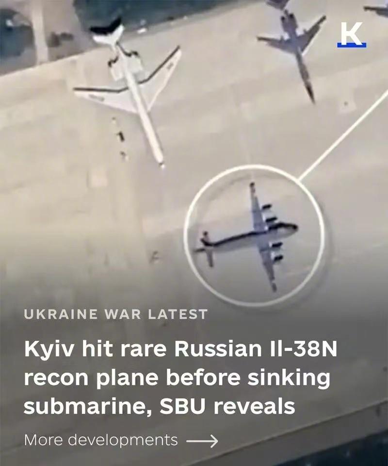 乌克兰军队发布视频，摧毁了一架俄军的伊尔-38N反潜巡逻机，宣布切断黑海"海上之