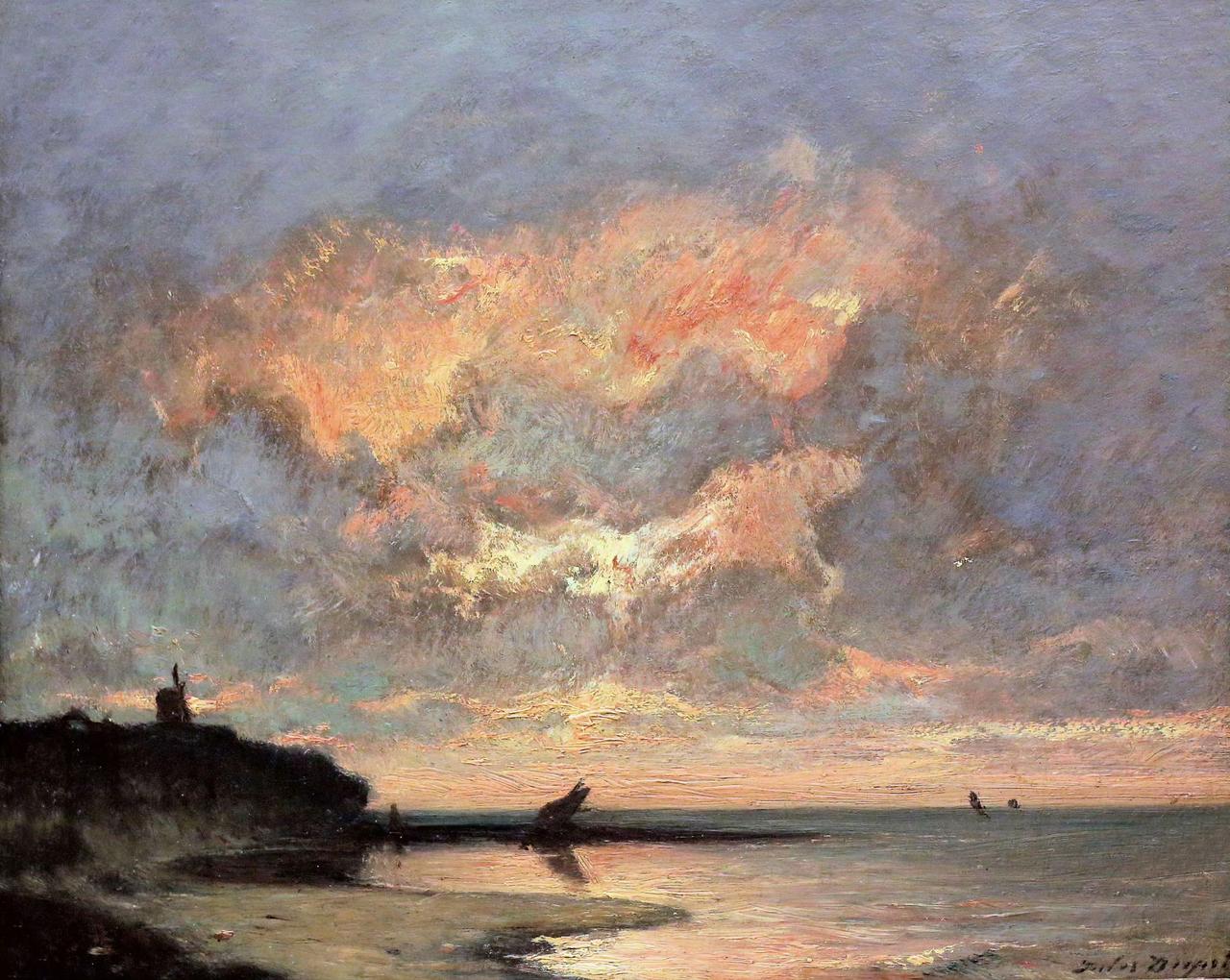 傍晚的海岸，法国画家Jules Dupré