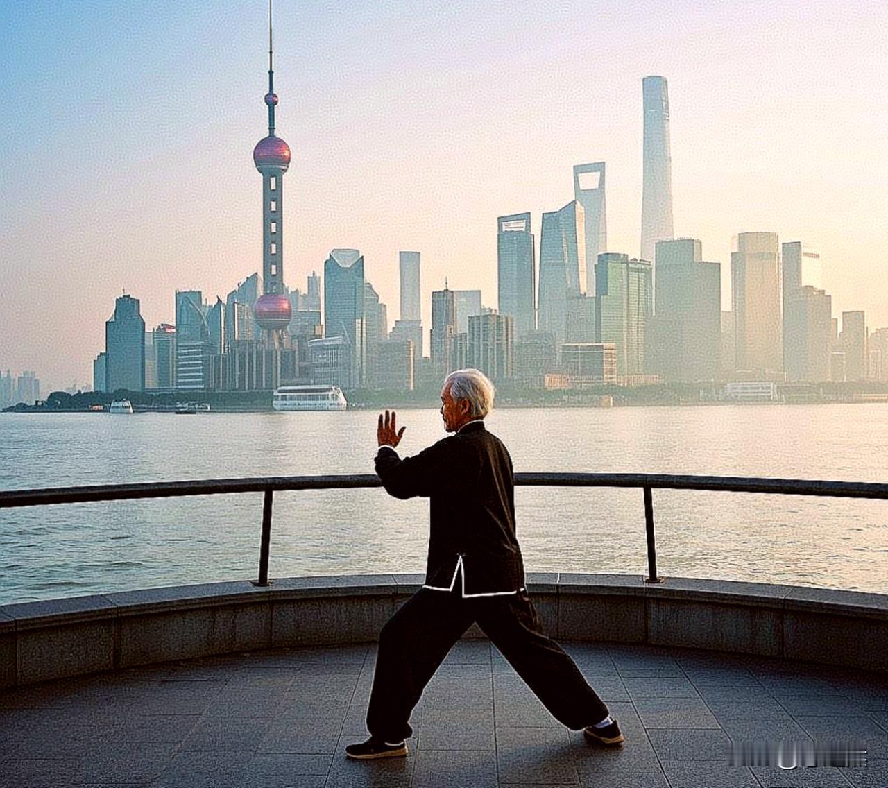 印象中的外滩是中外游客的天下。这天起得早，六点多转到了外滩，才发现占领外滩的不是