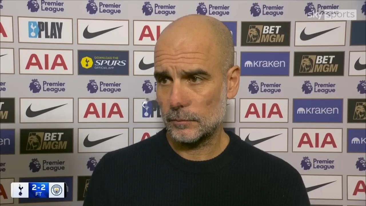 【瓜帅表态：曼城绝不放弃英超争冠】客场2-2战平热刺后，曼城近六轮英超仅收获一场