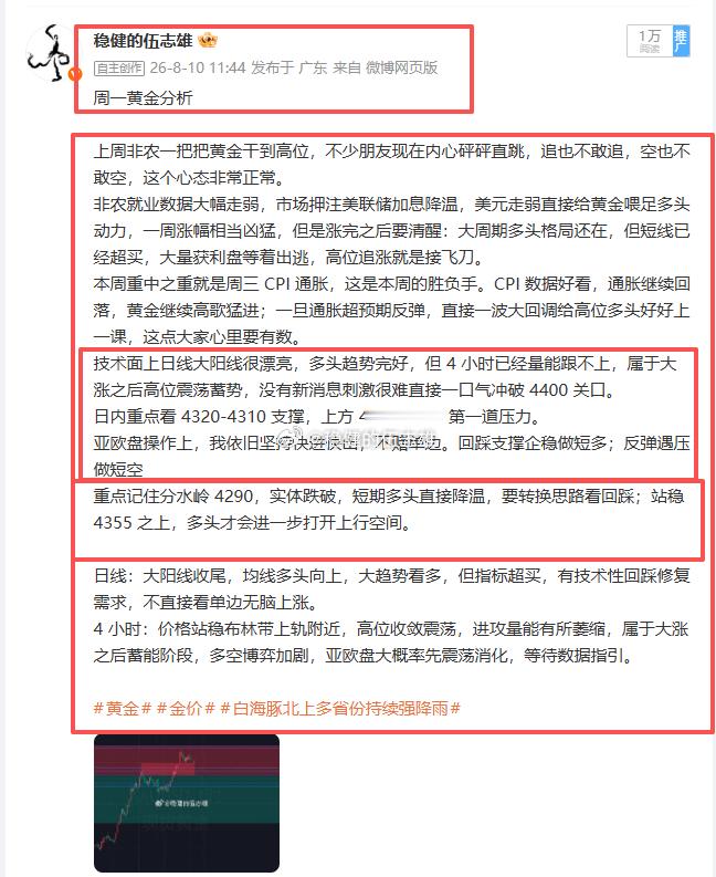 黄金4352空抵达4343斩获90点幸福！！早间、晚间持续给大家更新支撑与压力关