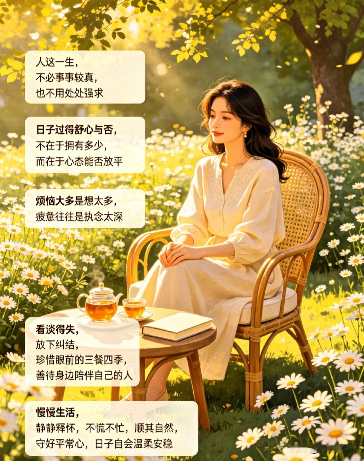 人这一生，不必事事较真，也不用处处强求。日子过得舒心与否，不在于拥有多少，而在于