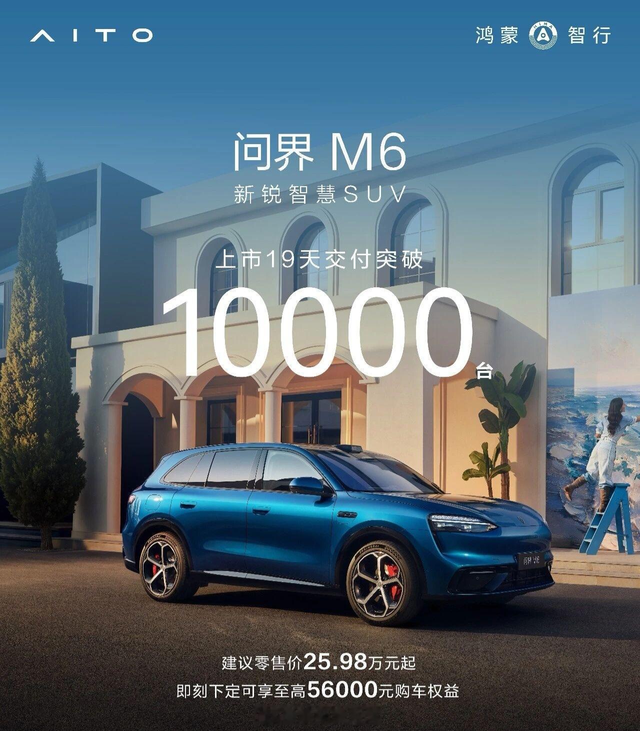 新锐智慧SUV问界M6 上市54天交付突破30000台了，对于一款均价在30万元