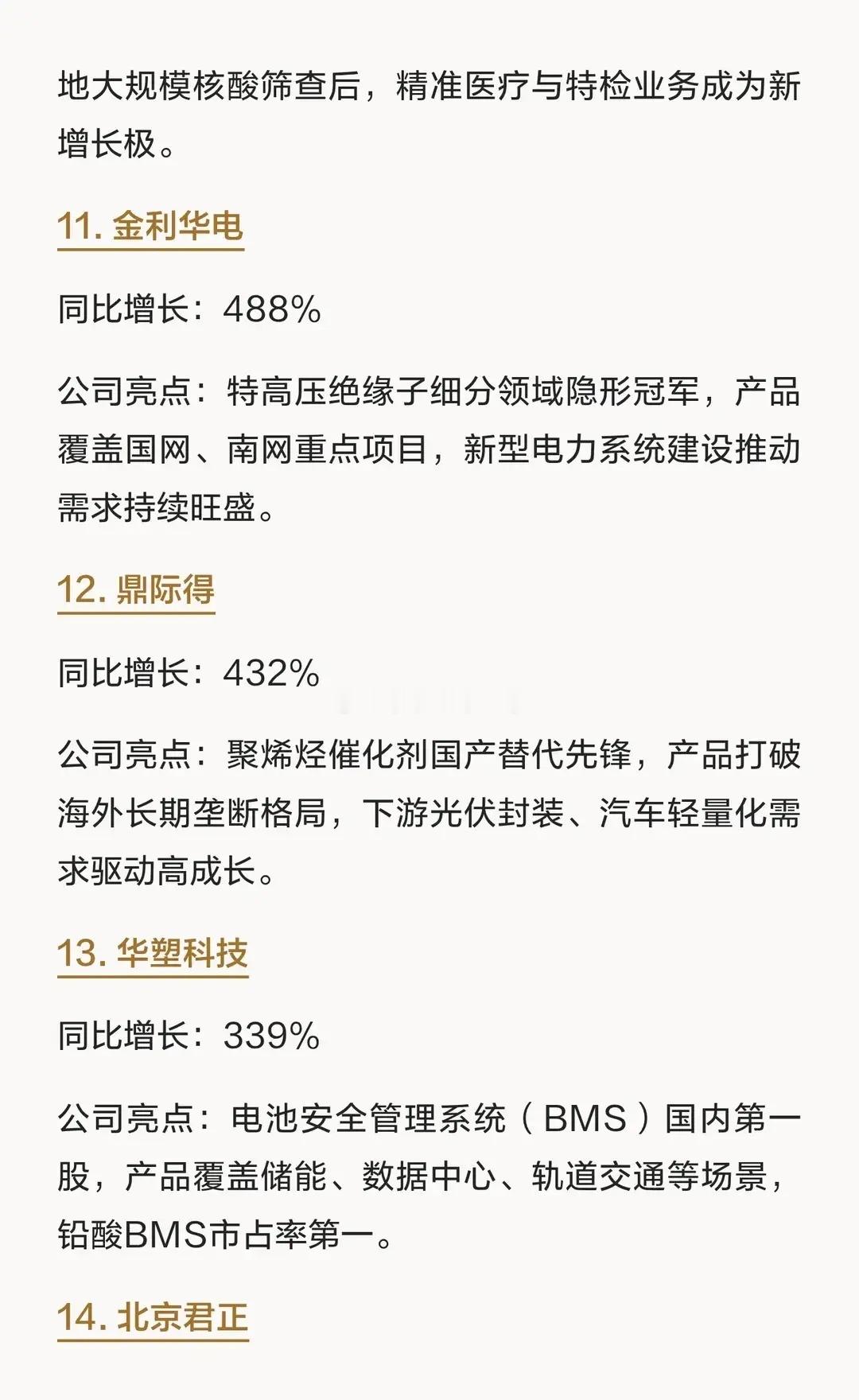一季度业绩同比增长最高的十五家公司1. 科隆股份同比增长：4108%公司亮点：国