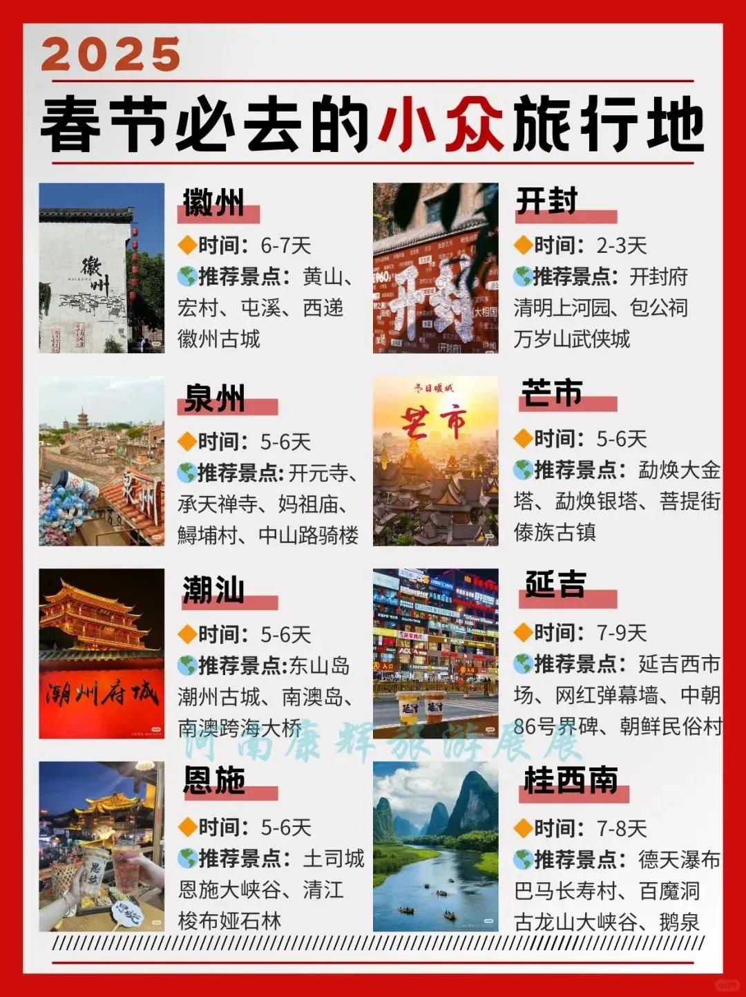 2025 春节必去的小众旅行地。旅游线路合集 分享旅行目的地 美好旅行推荐地