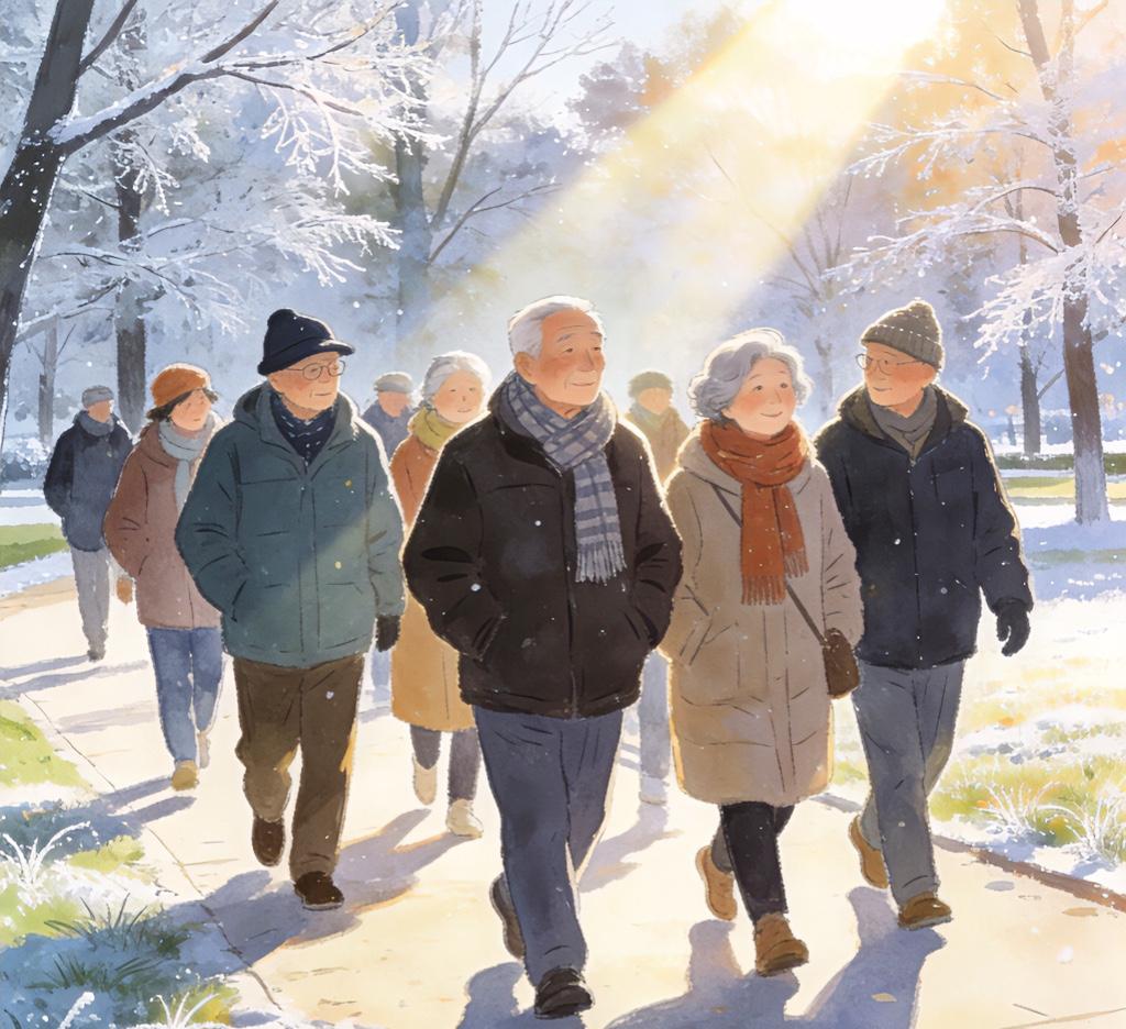 这几天天气非常寒冷，喜欢运动的中老年朋友记好这几点：

冬日运动挑上午10点到下