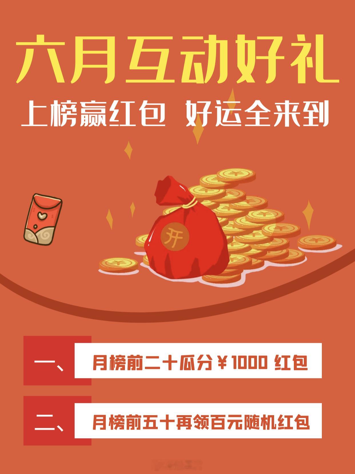言叔福利[超话] 【 六月互动好礼公布 】  本月互动继续送￥1000+ 微博荭